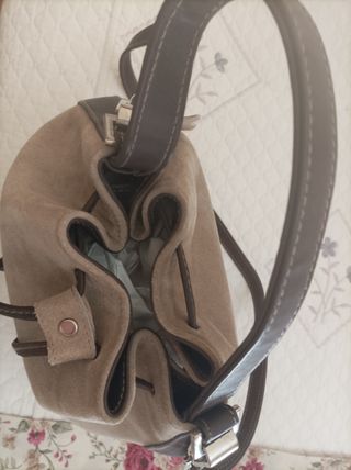 Bolso bandolera piel beige
