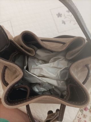 Bolso bandolera piel beige