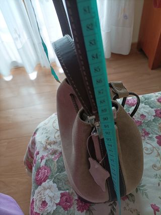 Bolso bandolera piel beige