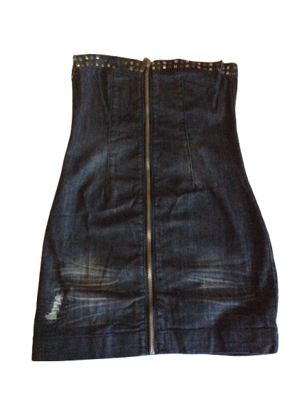 Vestido vaquero-azul, tubo