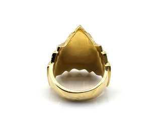 E1792498-114 Anillo sello oro 18k circonitas rojas