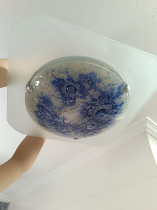 Lampara techo cristal azul moderna