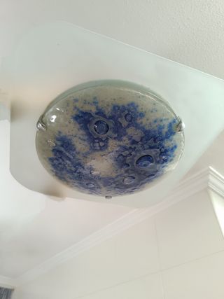 Lampara techo cristal azul moderna