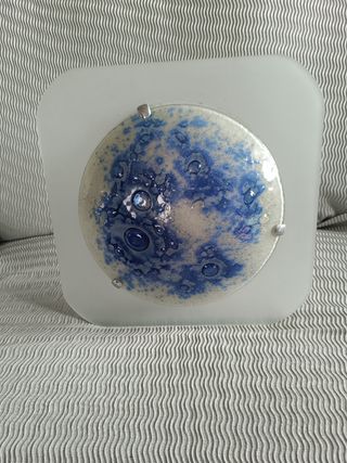 Lampara techo cristal azul moderna
