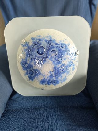 Lampara techo cristal azul moderna