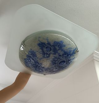 Lampara techo cristal azul moderna