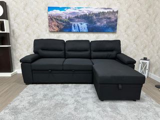 Sofá cama chaiselongue - Negro y Gris