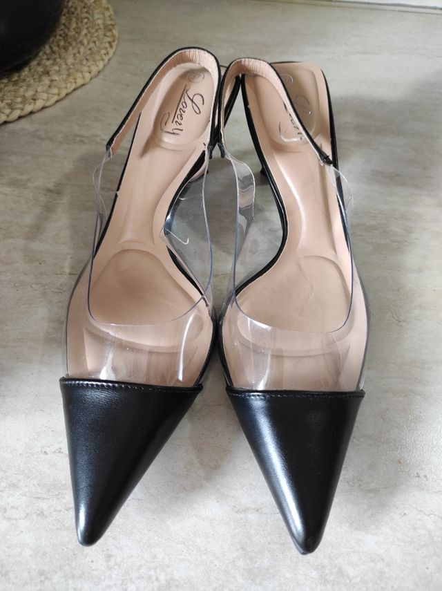 Scarpe tacco nero trasparenti