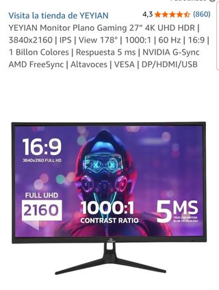 Monitor Gaming YEYIAN 27" 4K UHD