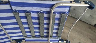 Tumbona Plegable Azul y Blanca