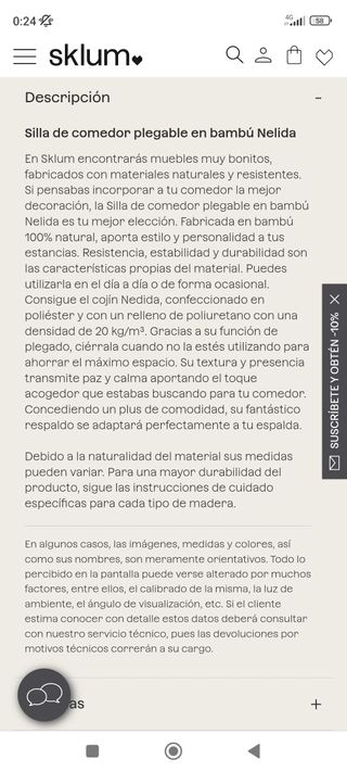 Silla plegable SKLUM de bambú