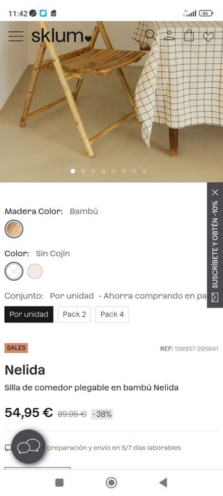 Silla plegable SKLUM de bambú