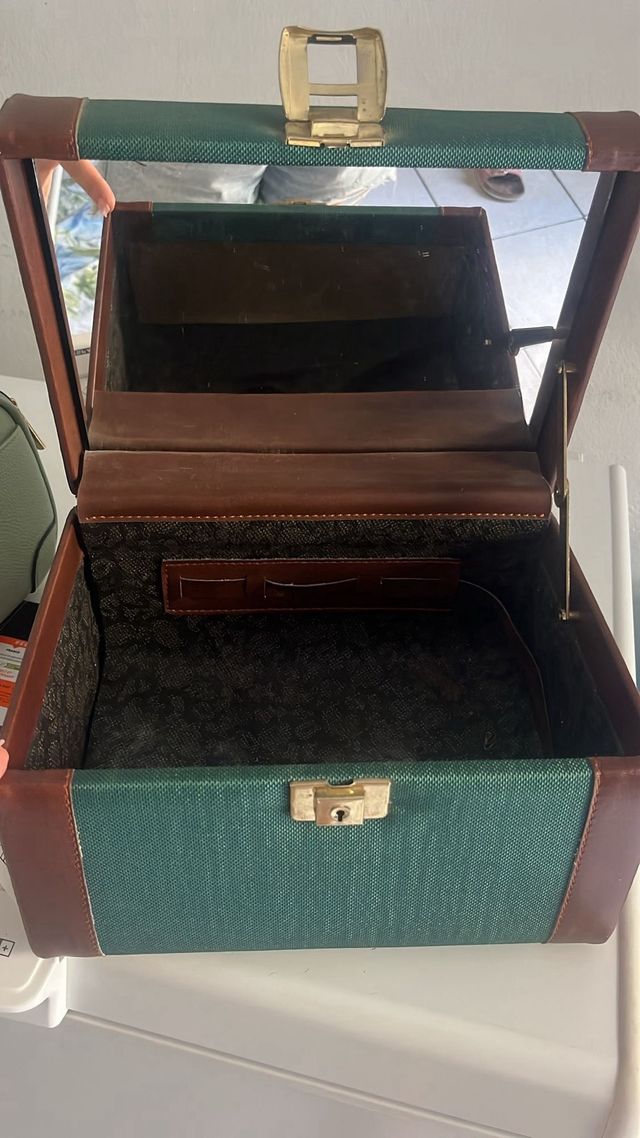 Porta gioie vintage verde e marrone