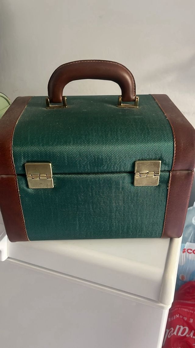 Porta gioie vintage verde e marrone