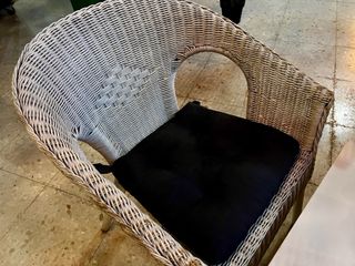 Conjunto jardín mimbre blanco - 4 sillas + mesa