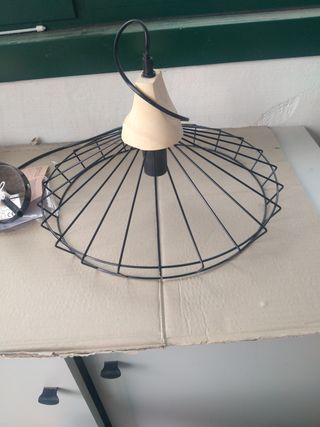 Lampada soffitto metallo legno nera