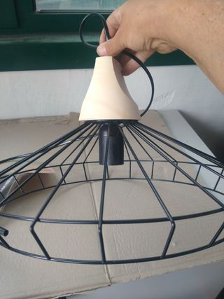 Lampada soffitto metallo legno nera