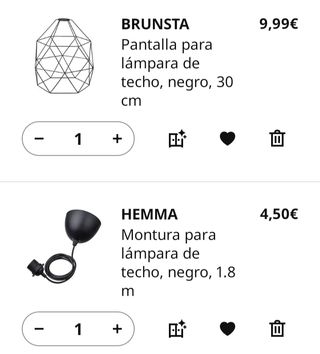 2 Lamparas Ikea negra geométrica 30cm