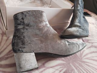 Botines terciopelo gris - talla 38