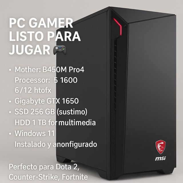 PC Gamer listo para jugar – Ryzen 5 + GTX 1650