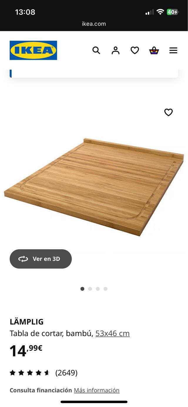 Tabla cortar Ikea 60x40cm Madera