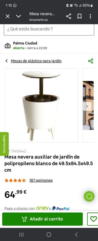 Mesa nevera blanca de jardín