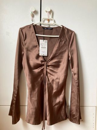 Blusa Zara marrón XS - NUEVA