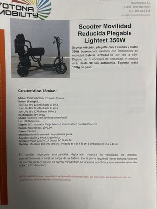 Scooter eléctrico movilidad reducida