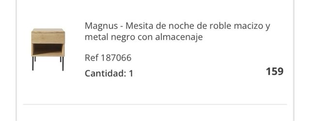 Mesita noche madera - metal