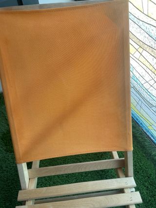 Hamacas plegables niño madera naranja y azul. Ikea