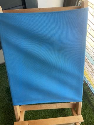 Hamacas plegables niño madera naranja y azul. Ikea