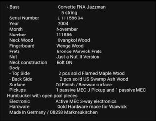 BajoWarwick FNAJazzman5 Alemania4,3kg