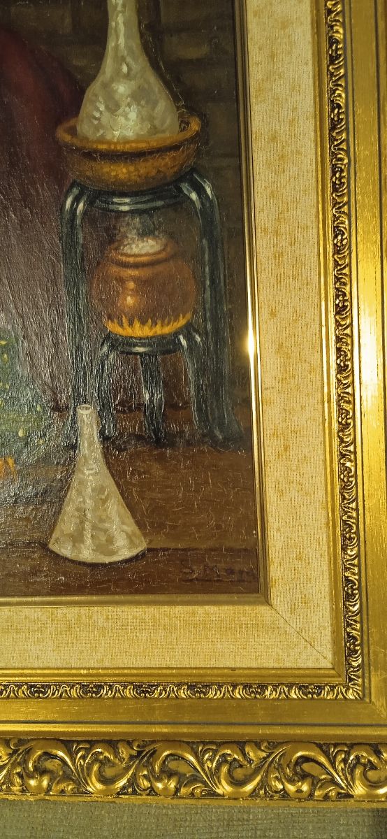 Antigua pintura al óleo