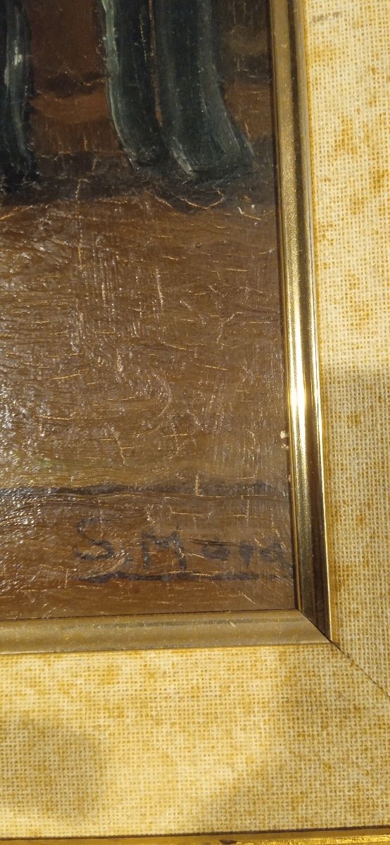 Antigua pintura al óleo