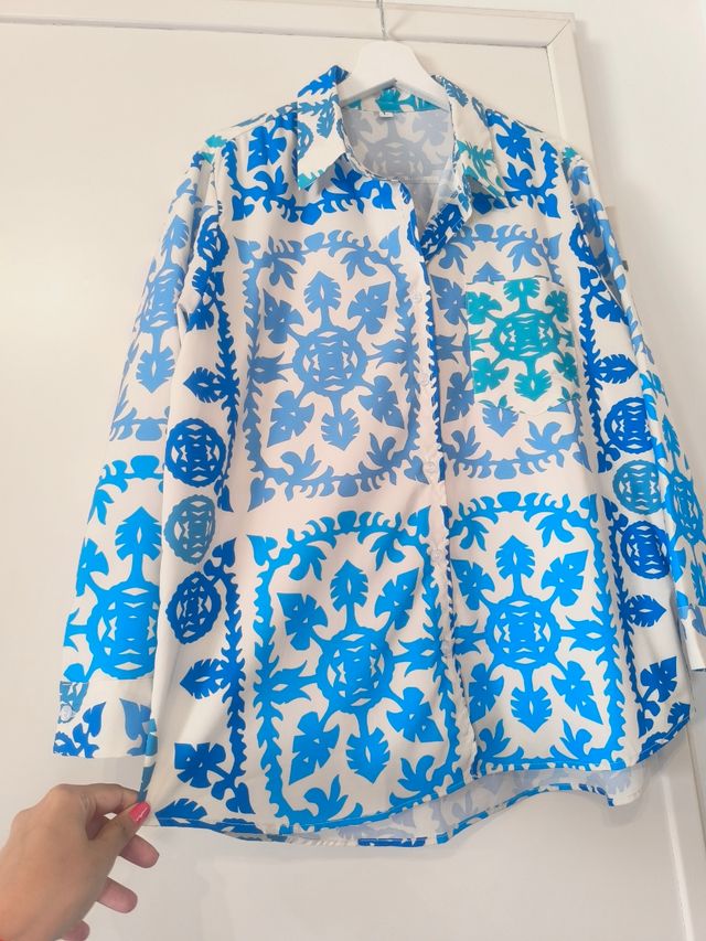 Camisa estampada blanca - L