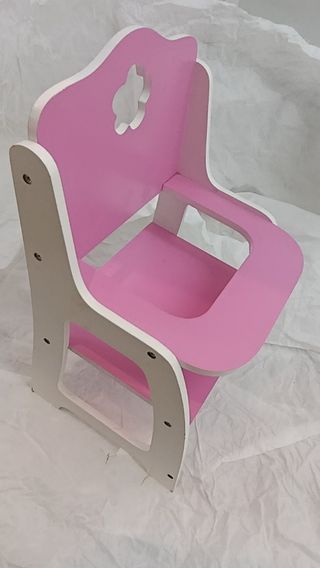 Trona muñecas rosa y blanca - madera