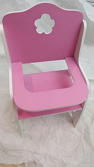 Trona muñecas rosa y blanca - madera