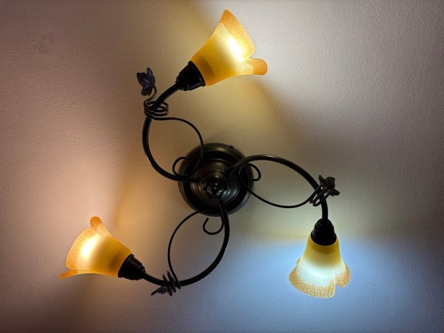 Aplique techo 3 luces - Negro/Dorado