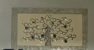 Cuadro árbol vida - cristalitos beige plata