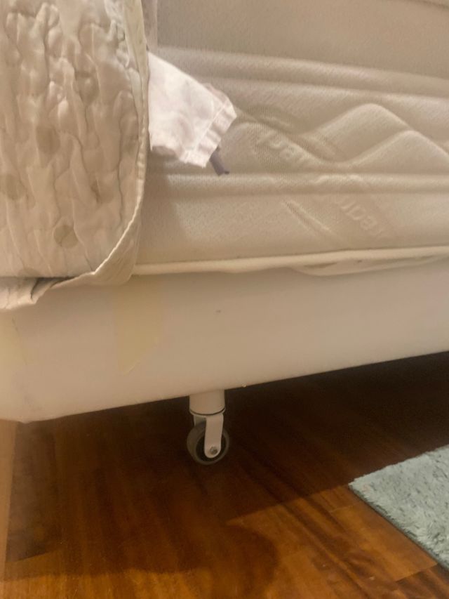 Cama Tapi Flex blanca con ruedas, procedente hotel