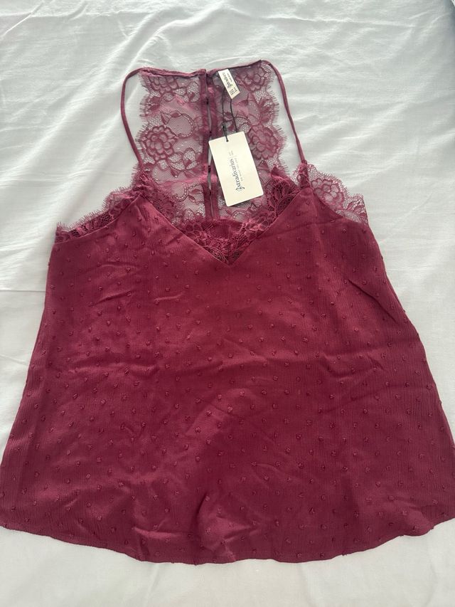 Top burgundy encaje S