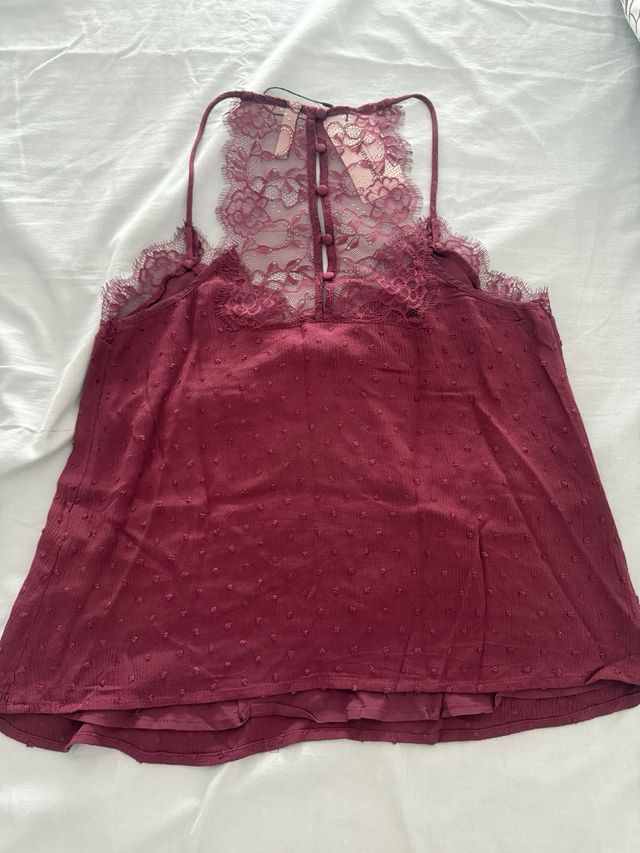 Top burgundy encaje S