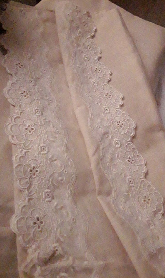 Sábanas Beige algodón, blonda, 3 piezas,cama 135cm