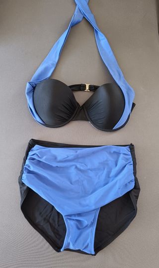 Bikini Negro y Azul Talle Alto L