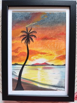 Disegno tramonto spiaggia - Gessetti morbidi