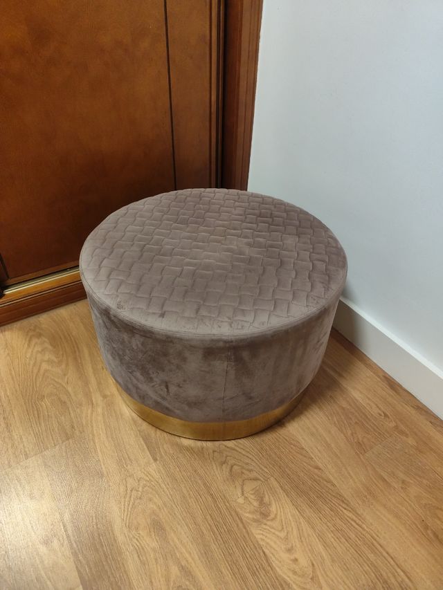 Puff terciopelo marrón dorado