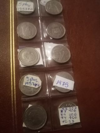 Monedas 5 Ptas Franco y Juan Carlos