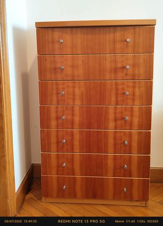 Cómoda 7 cajones madera cajonera