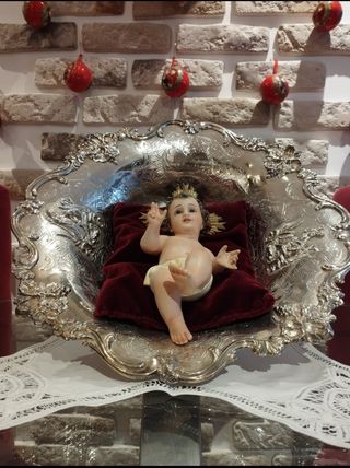 Antiguo Niño Jesús ojos cristal, estilo Olot