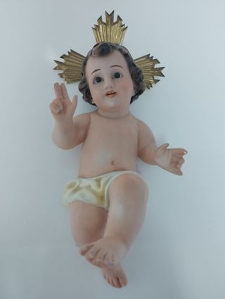 Antiguo Niño Jesús ojos cristal, estilo Olot